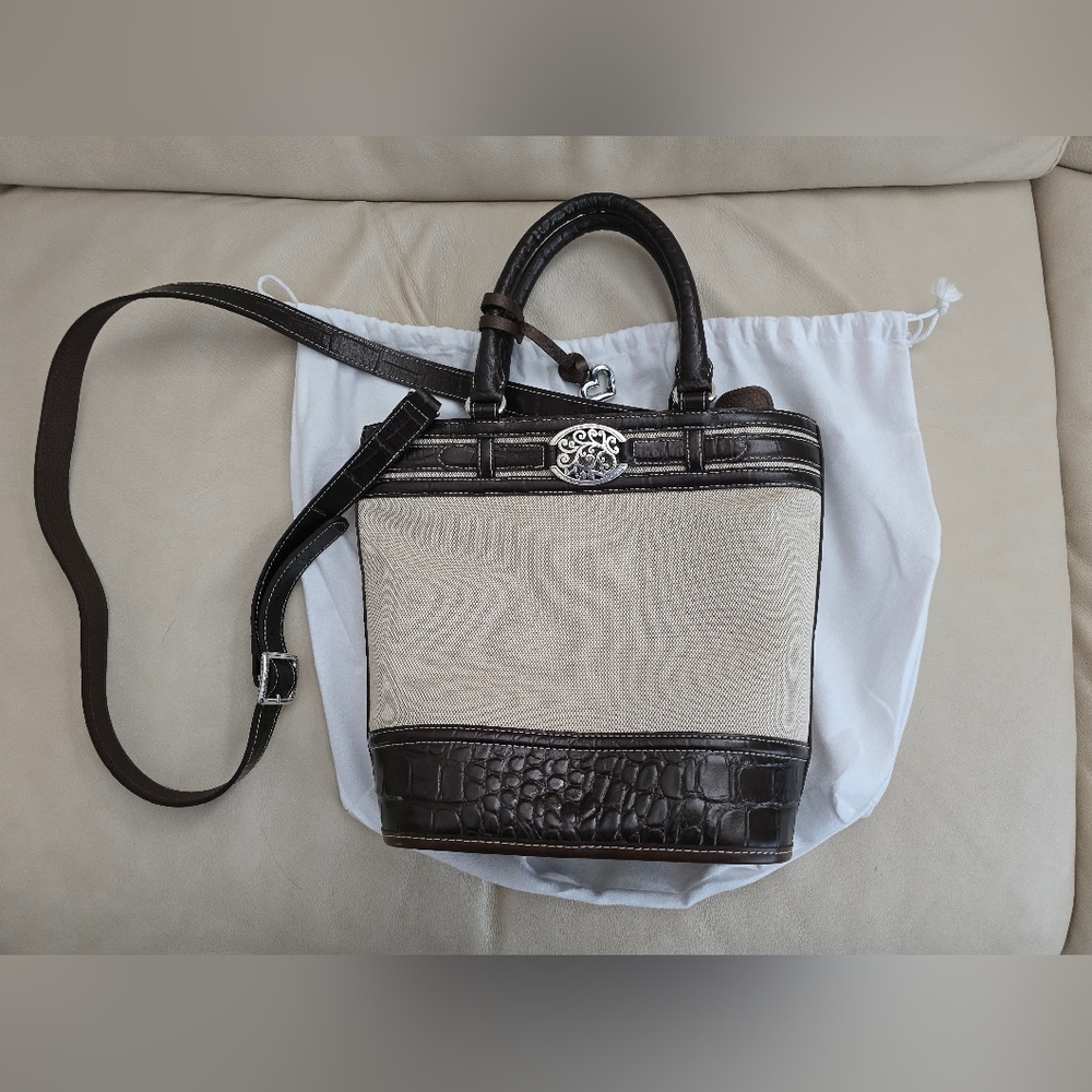 Brighton bucket crossbody/shoulder bag canvas and leather new